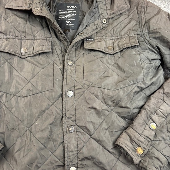 RVCA Men’s Black Quilted Snap Button Up Jacket size: Small - Picture 4 of 9